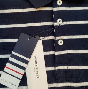 Denim and Flower Blue and White Stripped Casual